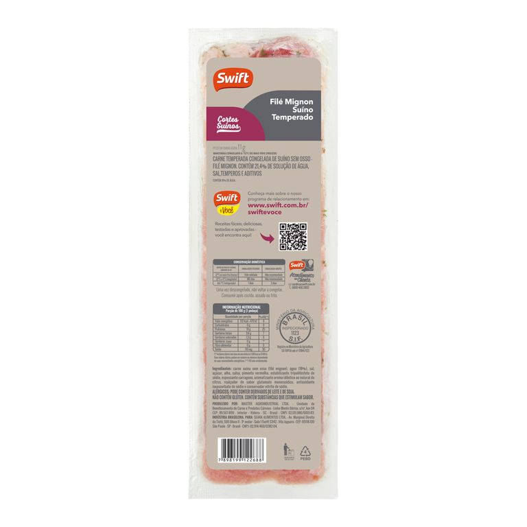 FILÉ MIGNON TEMPERADO SUÍNO DE 0,3KG A 1,0KG