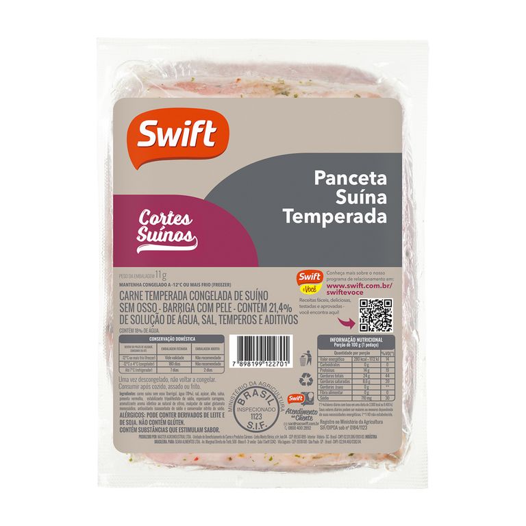 PANCETA SUÍNA TEMPERADA DE 0,5KG A 1,2KG