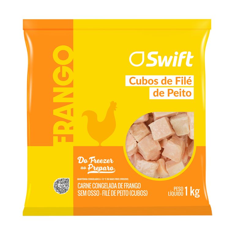 CUBOS DE FILÉ DE PEITO DE FRANGO 1KG