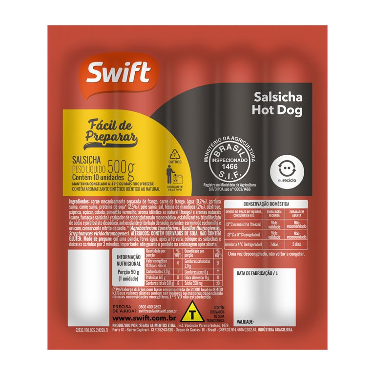 SALSICHA HOT DOG 500G