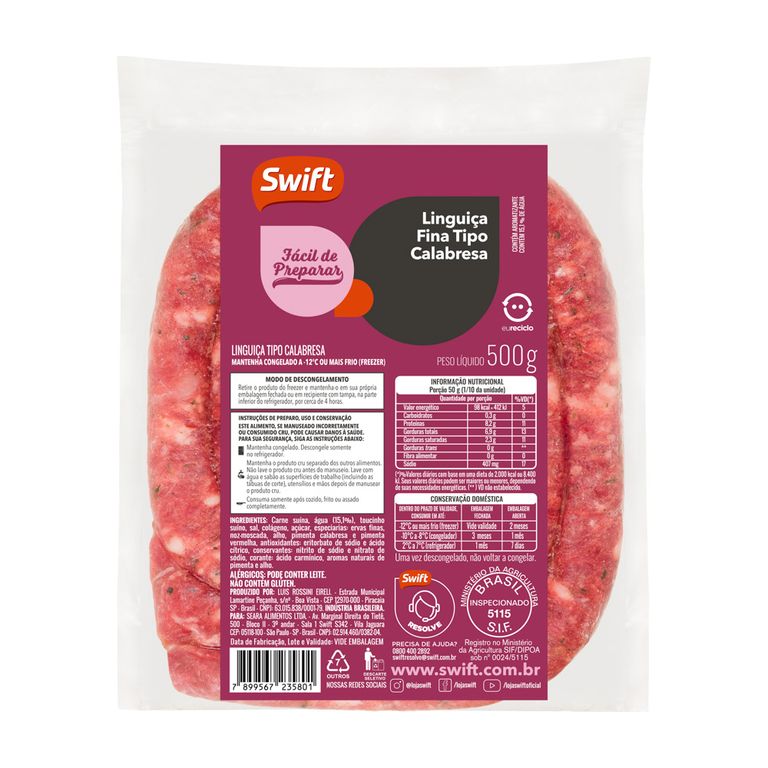 LINGUIÇA CALABRESA FINA 500G