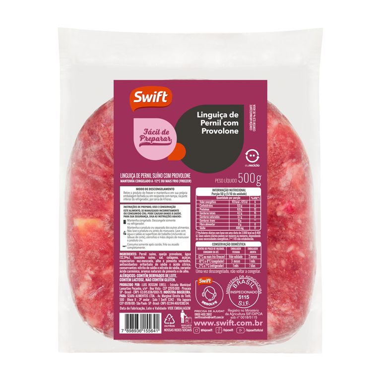 LINGUIÇA DE PERNIL COM PROVOLONE 500G