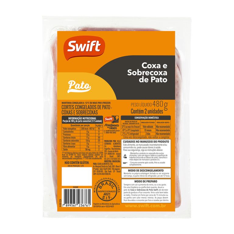 COXAS E SOBRECOXAS DE PATO 480G