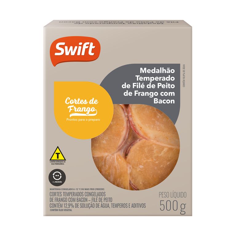 MEDALHÃO DE FILÉ DE FRANGO COM BACON 500G