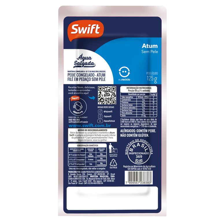 ATUM SEM PELE PORCIONADO 125G