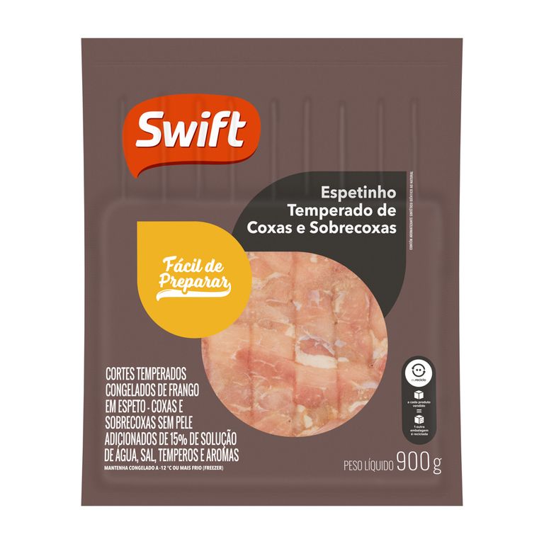 ESPETINHO DE COXA E SOBRECOXA DE FRANGO 900G