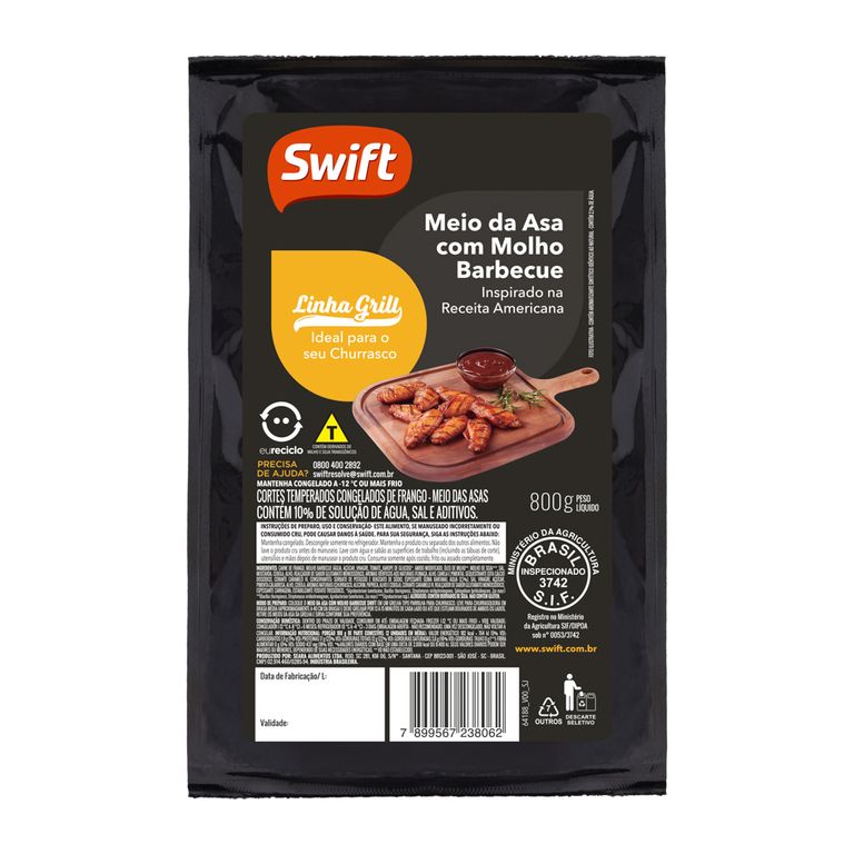 MEIO DA ASA COM MOLHO BARBECUE GRILL 800G