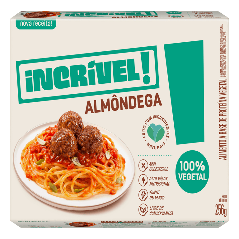 ALMÔNDEGA INCRÍVEL! 100% VEGETAL 256G
