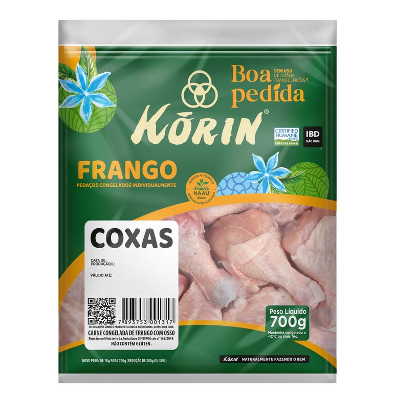 COXA DE FRANGO KORIN BOA PEDIDA 700G