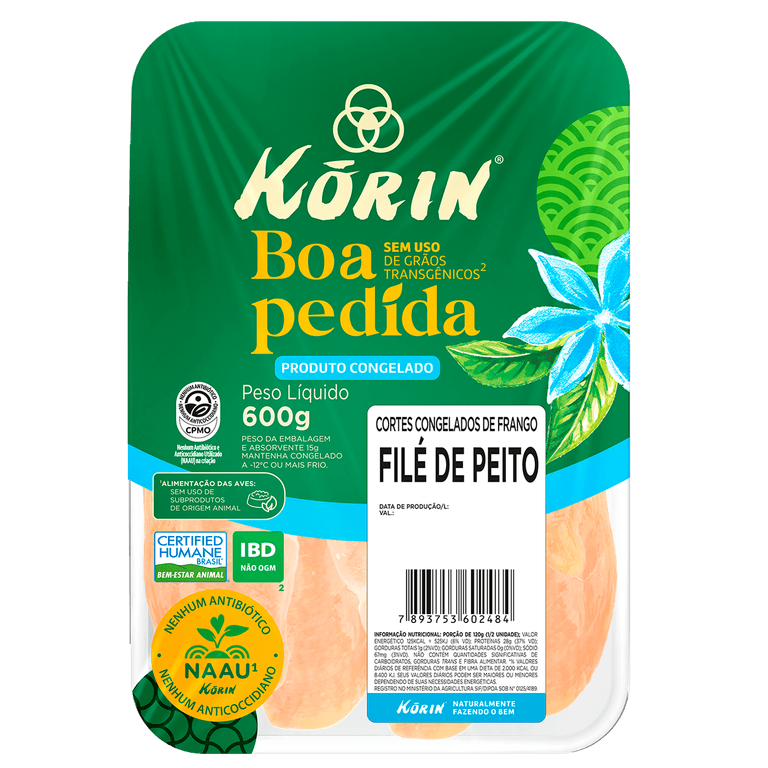 FILÉ DE PEITO ORGÂNICO KORIN 600G