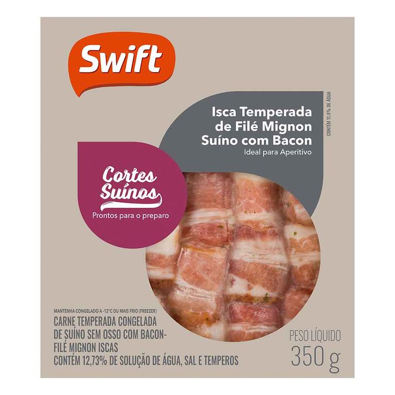 FILÉ MIGNON SUÍNO APERITIVO COM BACON 350G